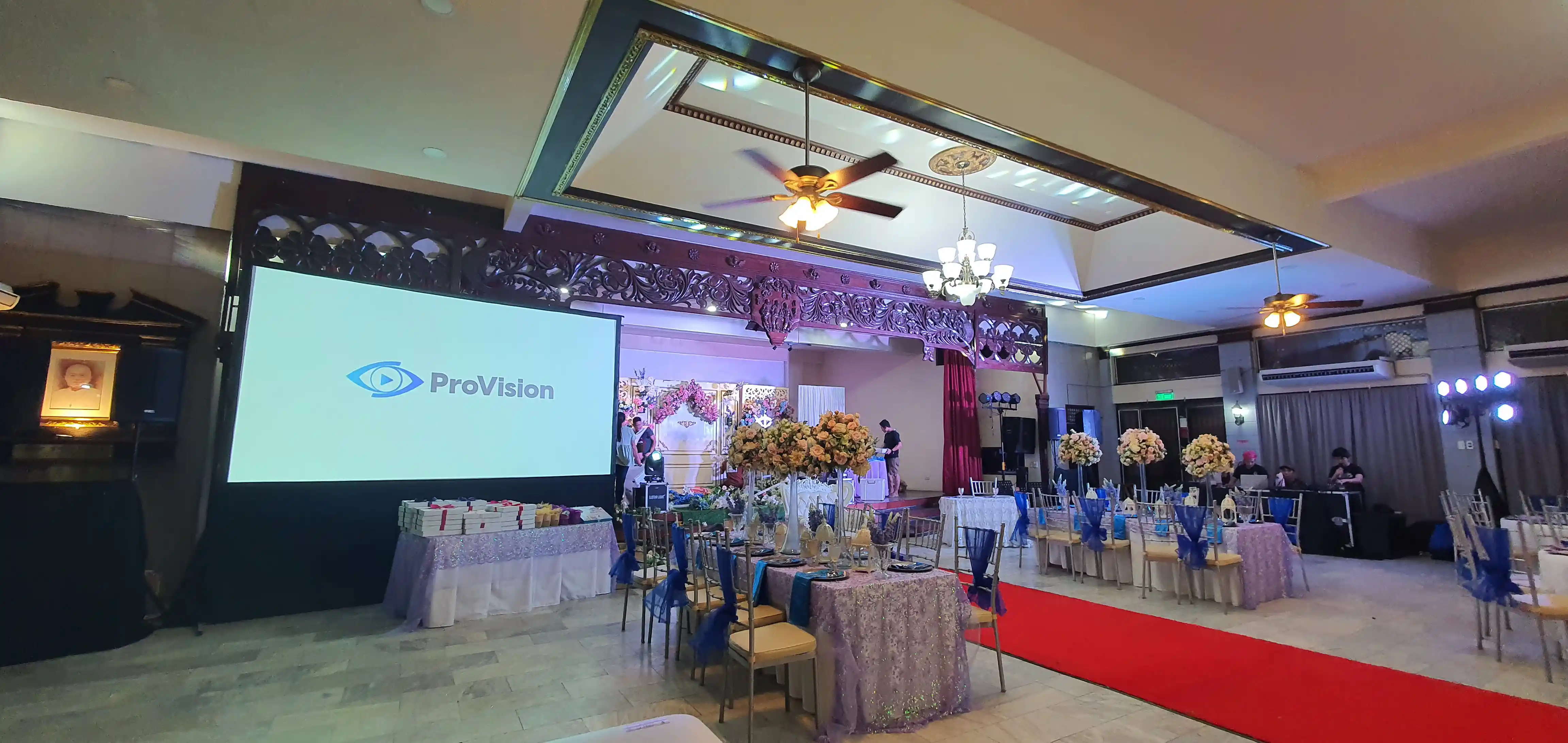 Wedding reception projection setup